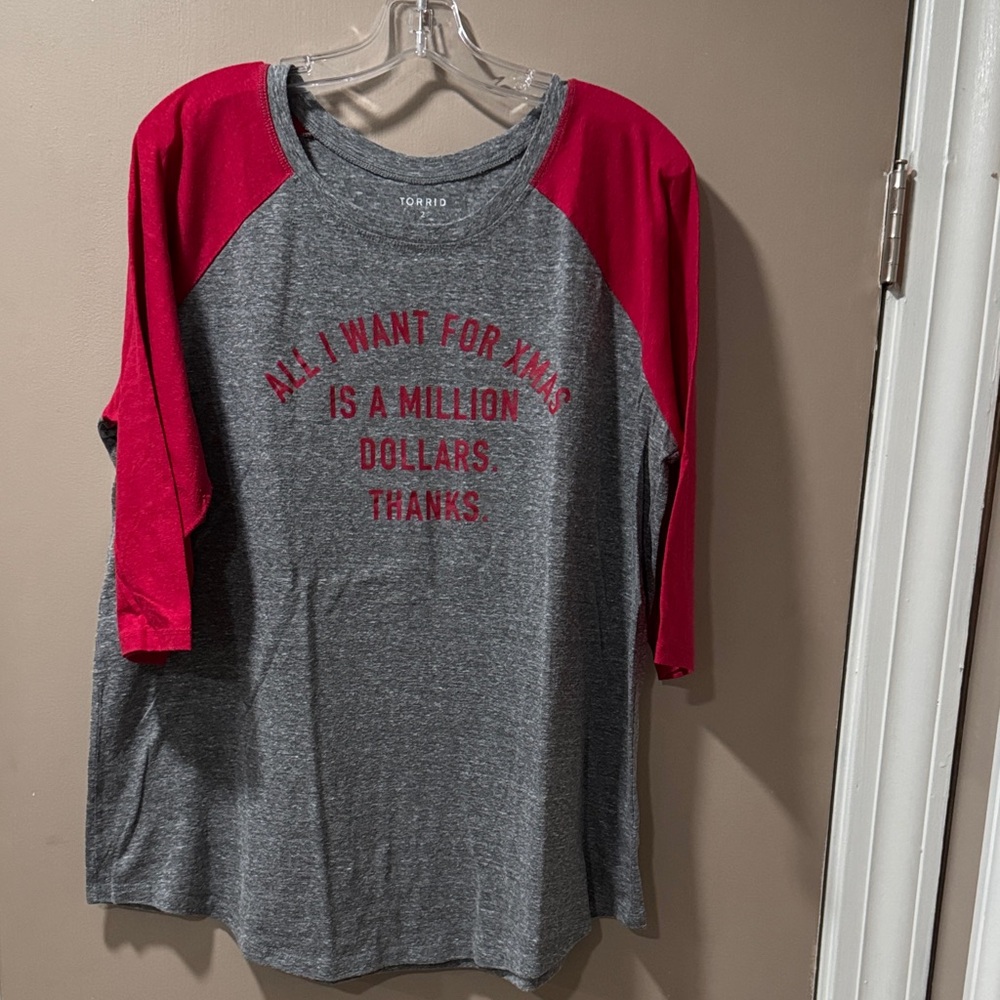 Torrid Gray and Red Baseball T-Shirt